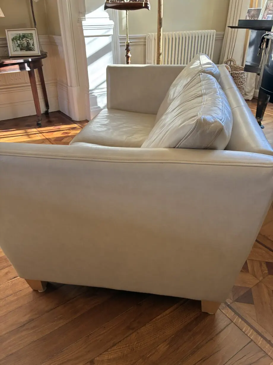 Gorgeous CREAM LEATHER Sofa by Delcor