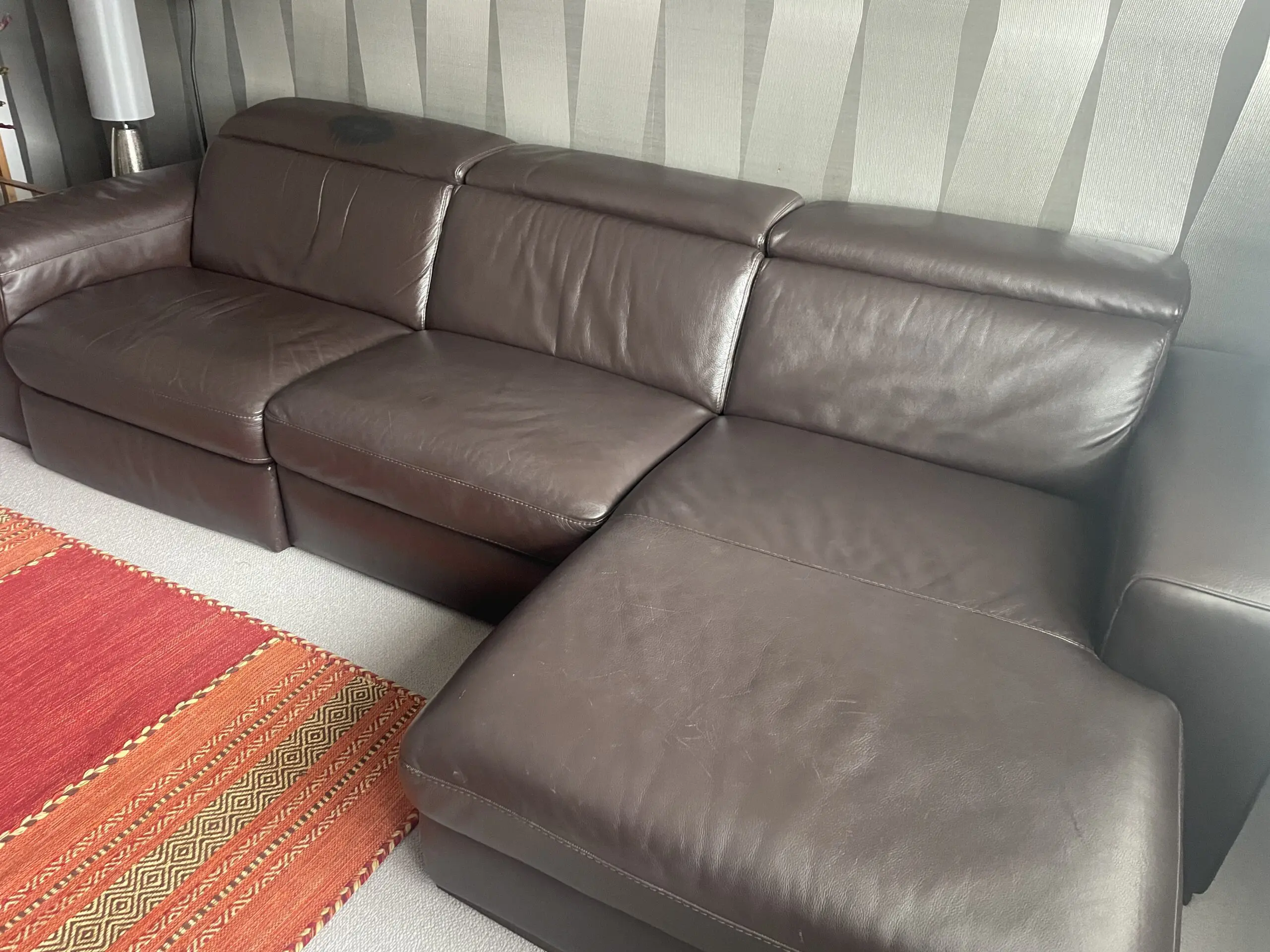 Natuzzi Leather Sofa - Chocolate Brown
