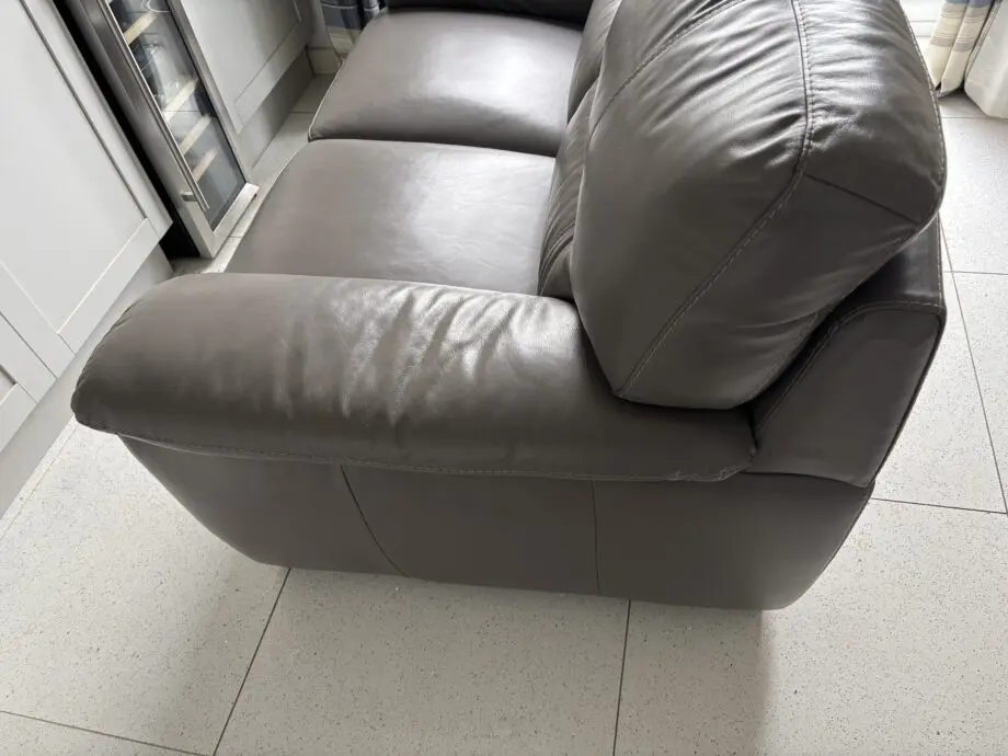 Furniture Village Grey Real Leather two Seat Sofa