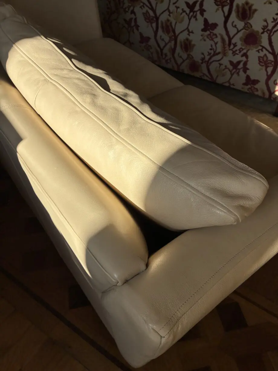 Gorgeous CREAM LEATHER Sofa by Delcor