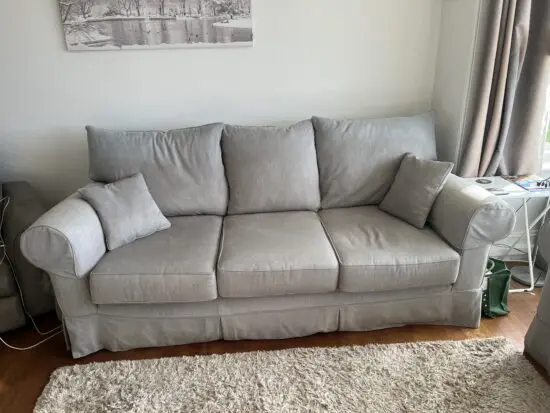 3 seater and matching 2 seater sofa in grey silver