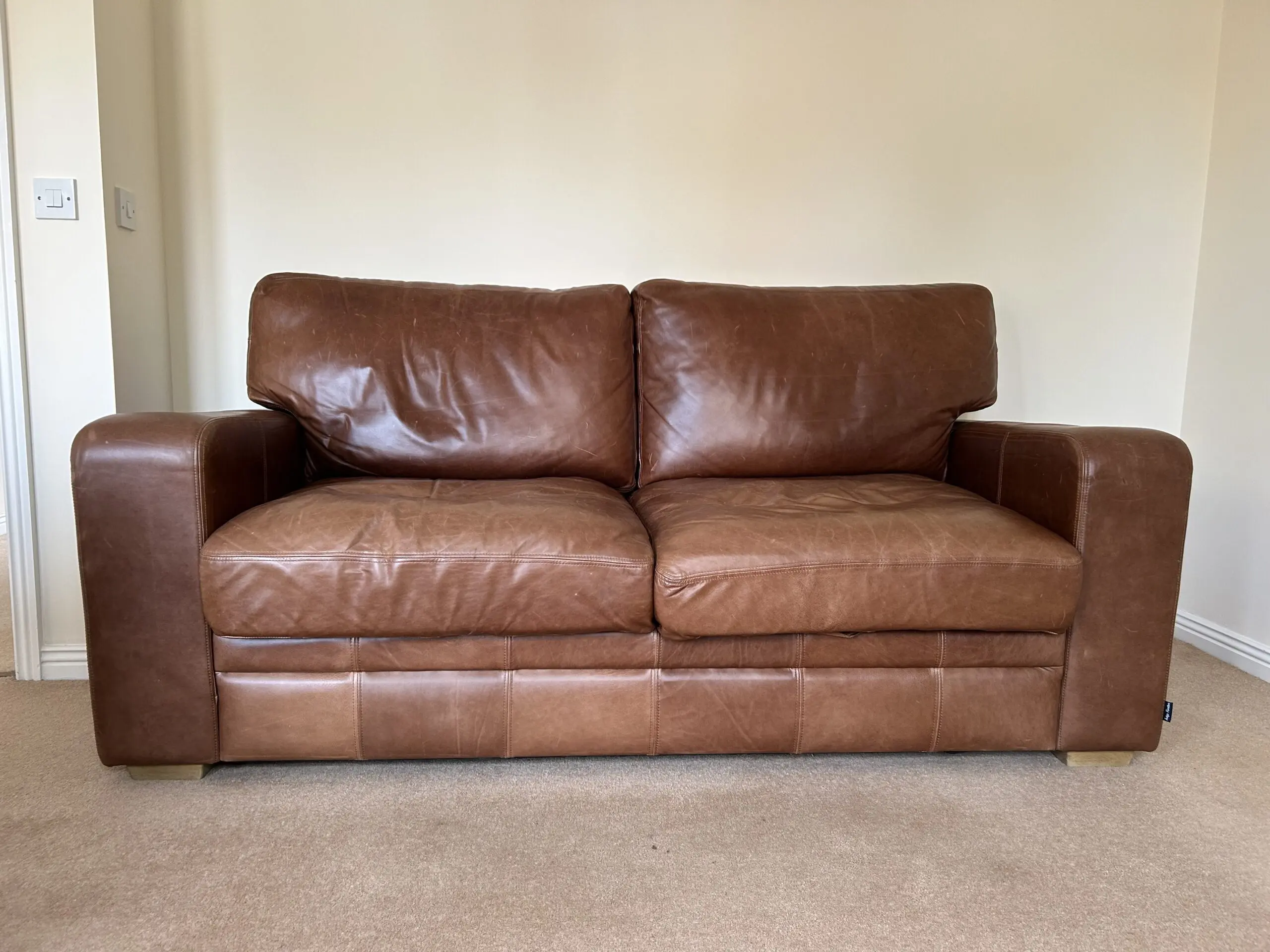 Indigo Furniture Grand Vintage Square Leather Sofa