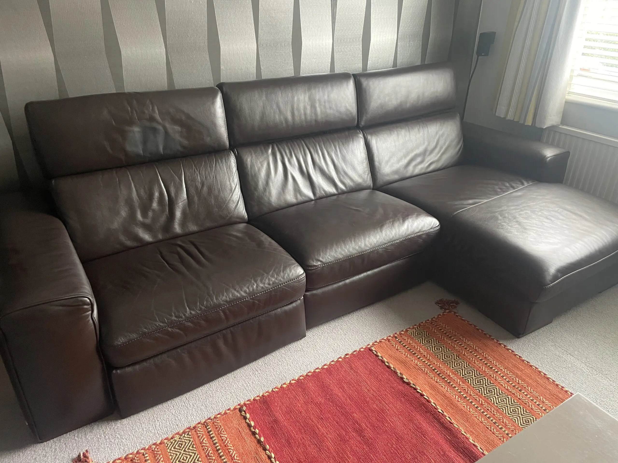 Natuzzi Leather Sofa - Chocolate Brown