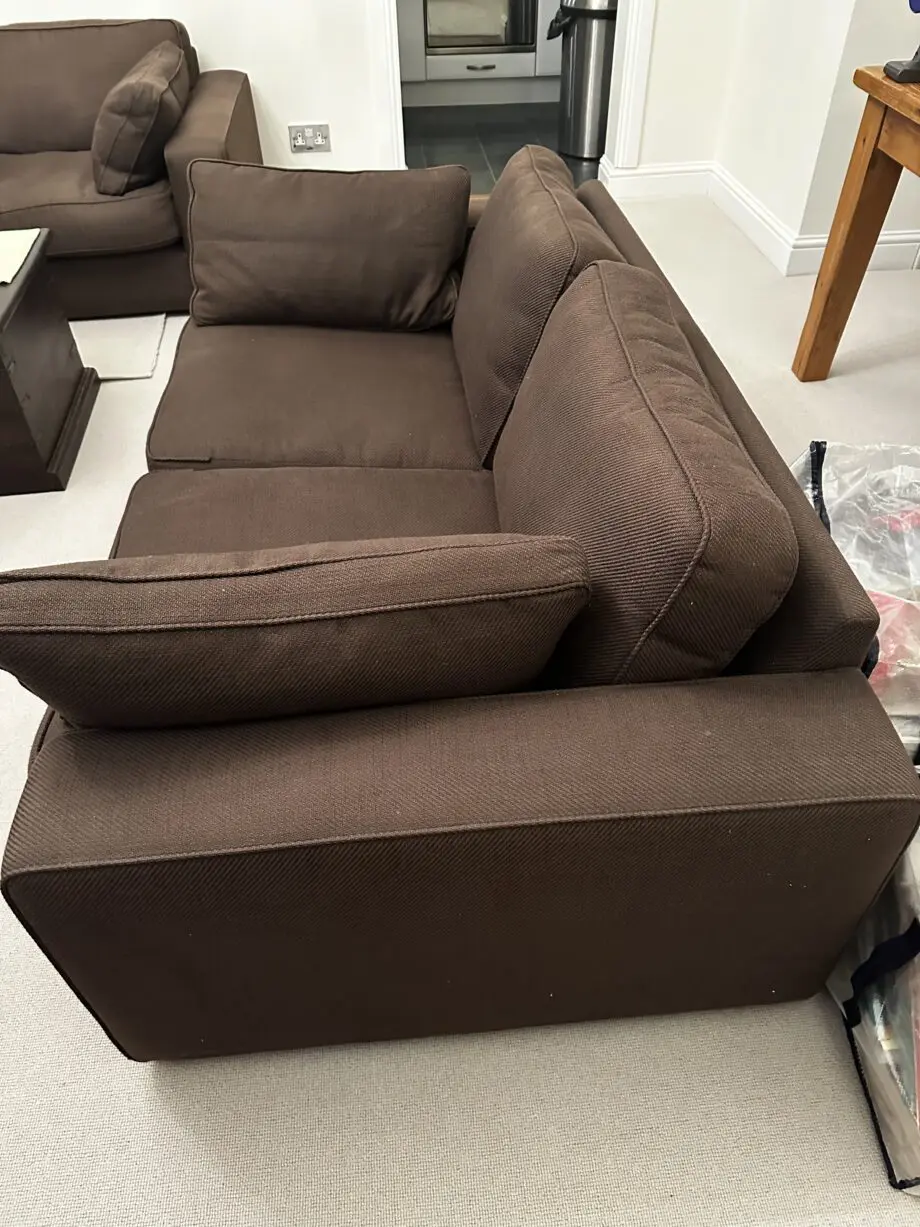 Heals Linear Sofas in Brown '8 Star Java Fabric': 3 seater and 2 seater owned from new
