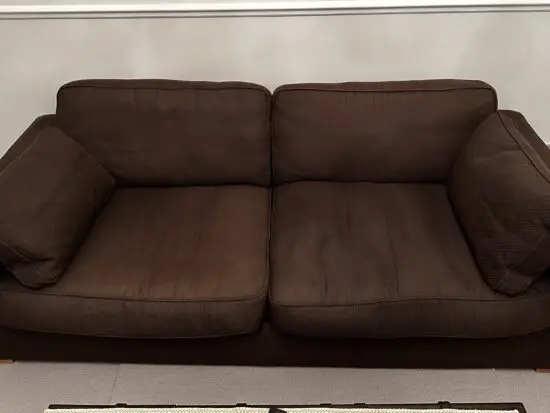 Heals Linear Sofas in Brown '8 Star Java Fabric': 3 seater and 2 seater owned from new