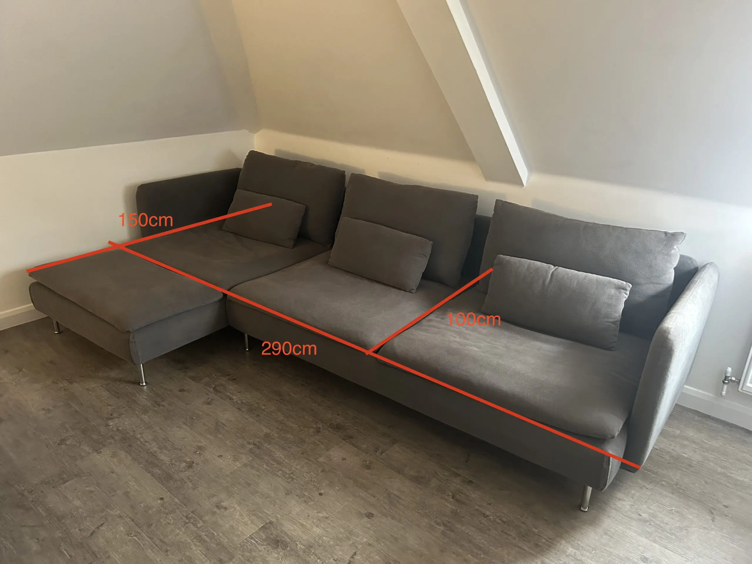IKEA Grey Söderhamn 4-Seater Sofa with Chaise