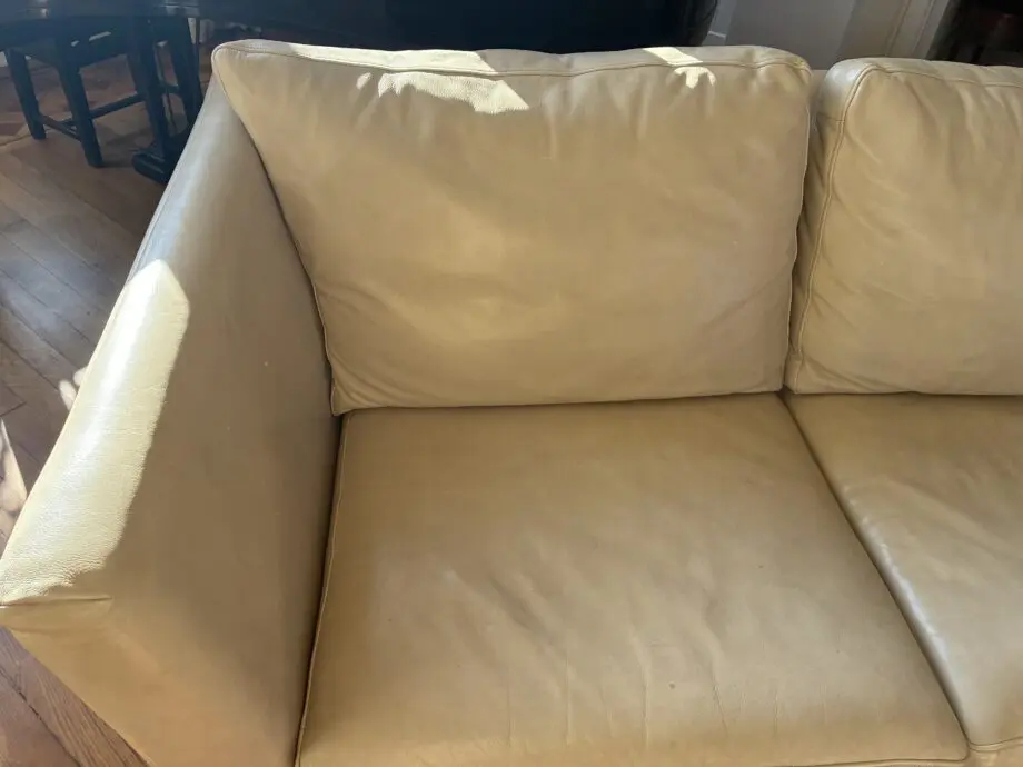 Gorgeous CREAM LEATHER Sofa by Delcor