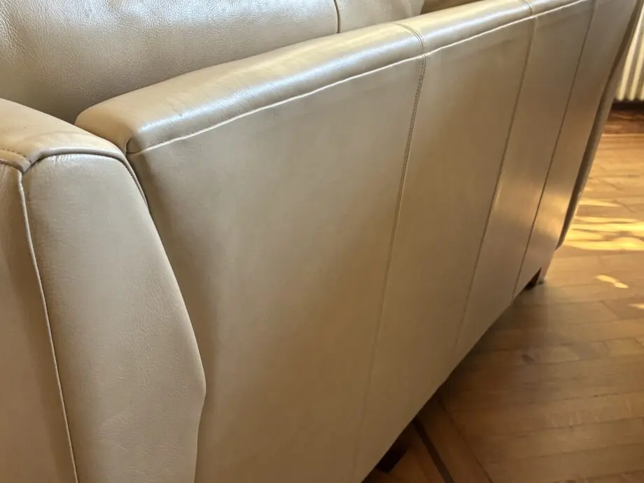 Gorgeous CREAM LEATHER Sofa by Delcor