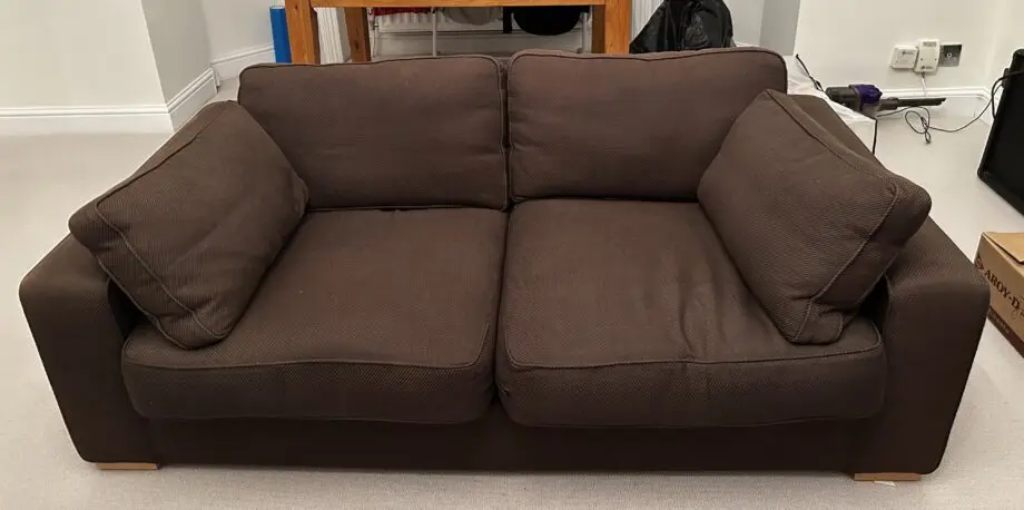 Heals Linear Sofas in Brown '8 Star Java Fabric': 3 seater and 2 seater owned from new