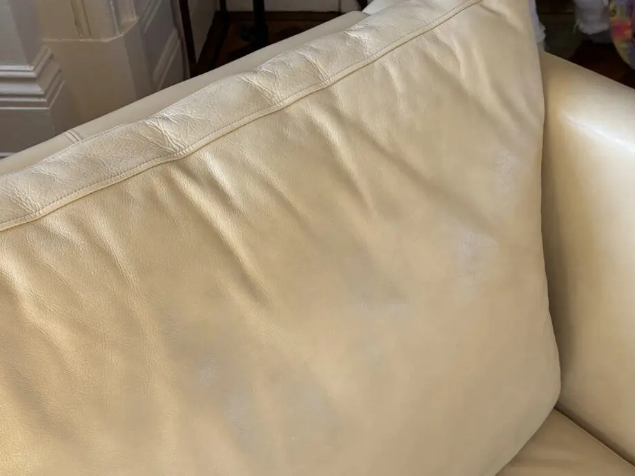 Gorgeous CREAM LEATHER Sofa by Delcor