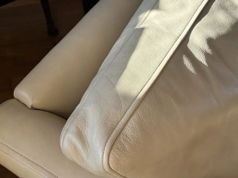 Gorgeous CREAM LEATHER Sofa by Delcor