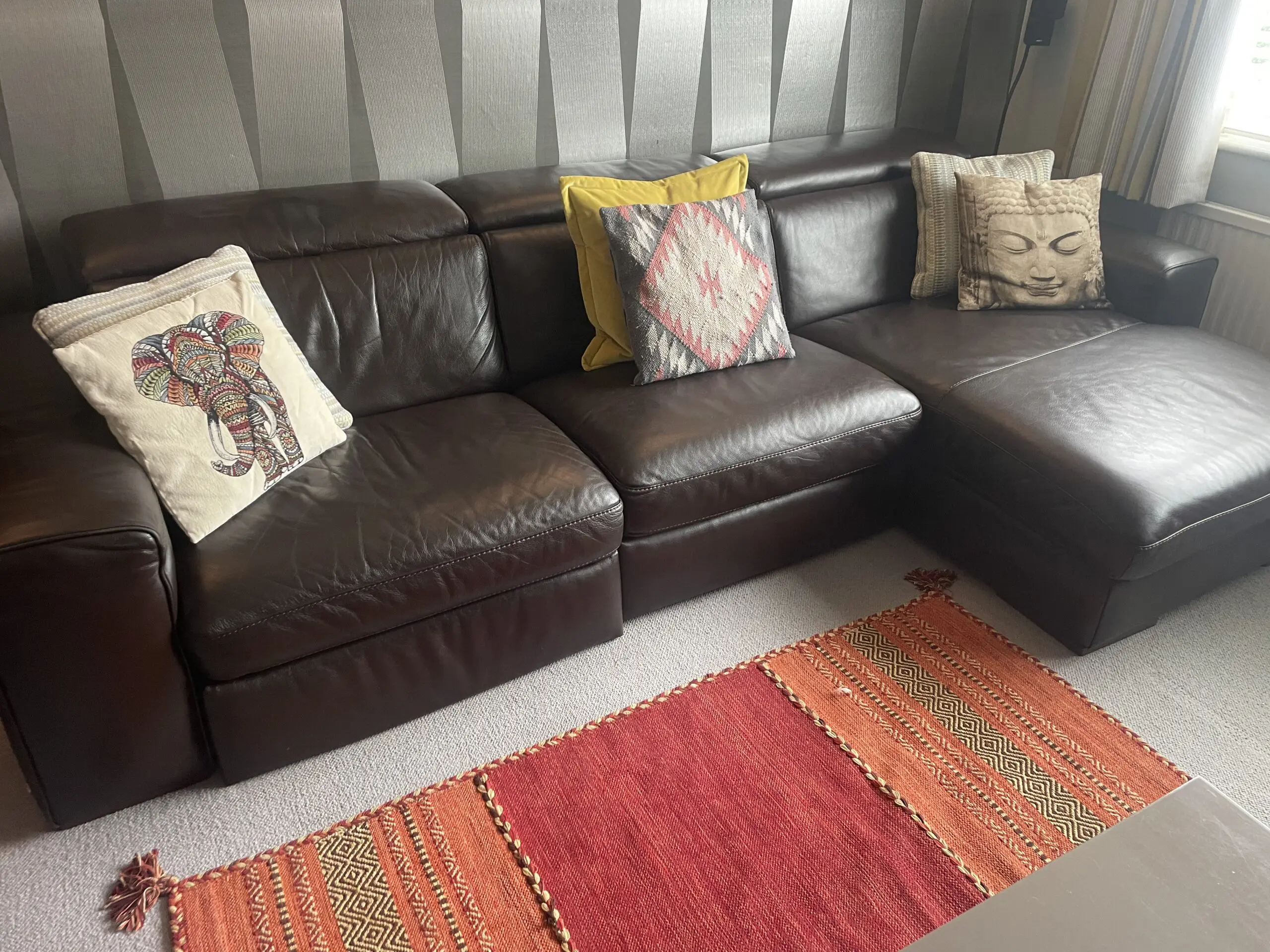 Natuzzi Leather Sofa - Chocolate Brown