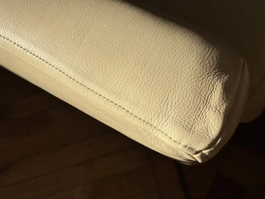Gorgeous CREAM LEATHER Sofa by Delcor