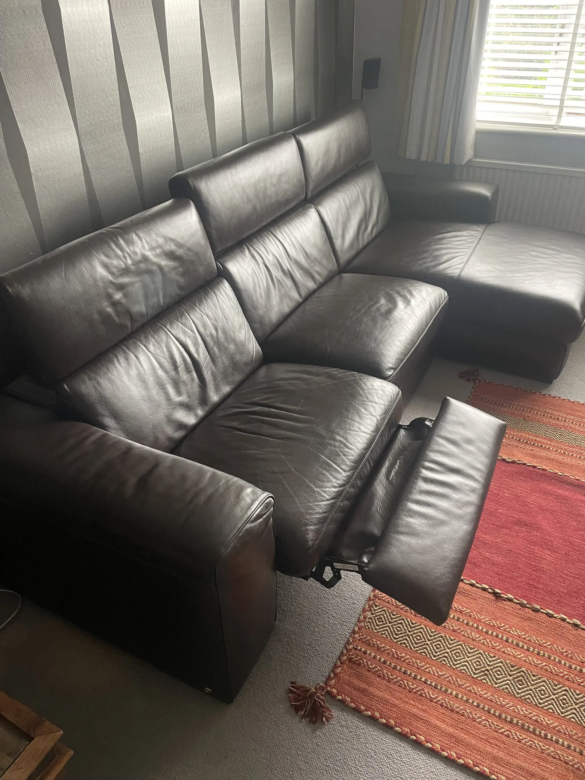 Natuzzi Leather Sofa - Chocolate Brown