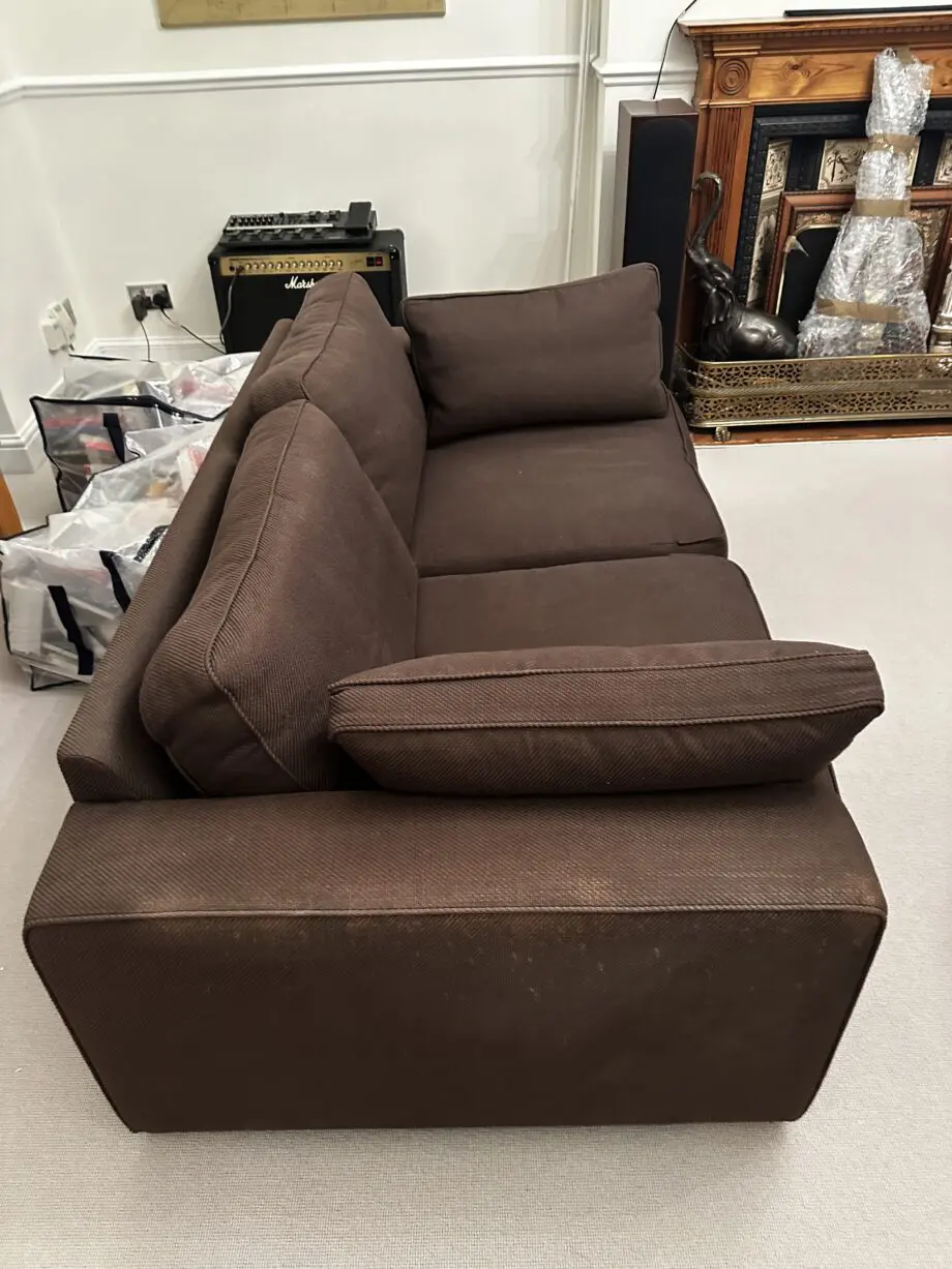 Heals Linear Sofas in Brown '8 Star Java Fabric': 3 seater and 2 seater owned from new