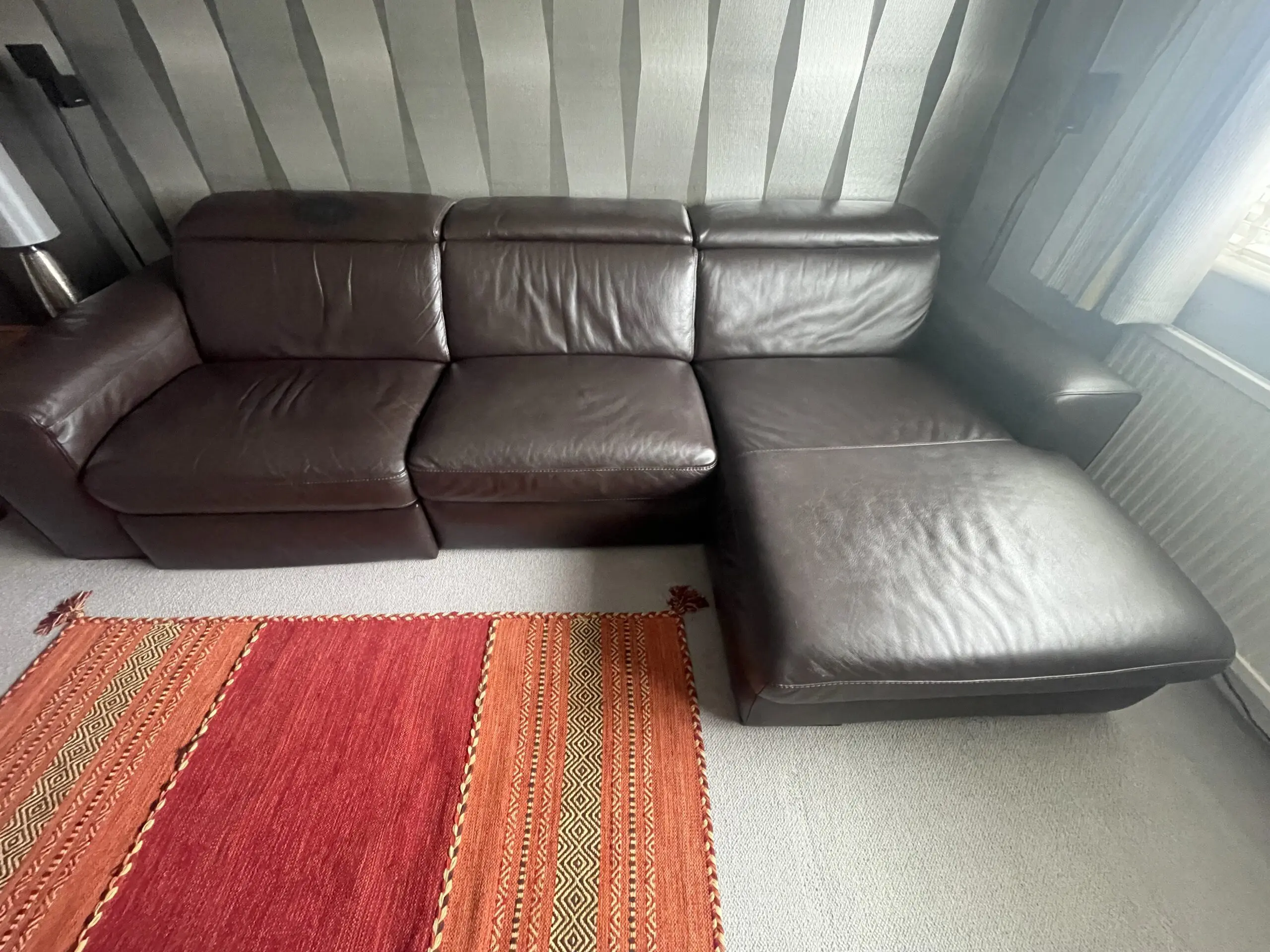 Natuzzi Leather Sofa - Chocolate Brown