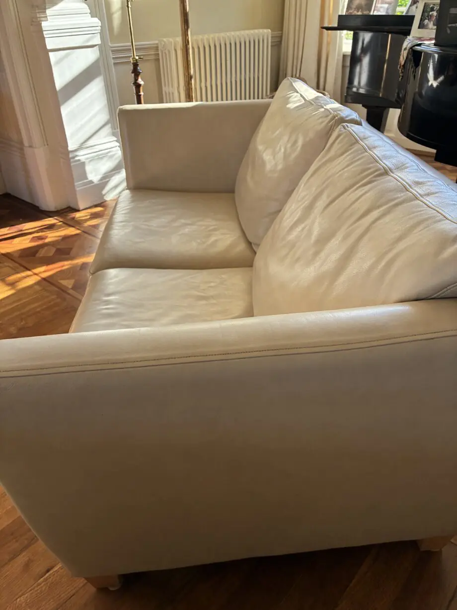 Gorgeous CREAM LEATHER Sofa by Delcor