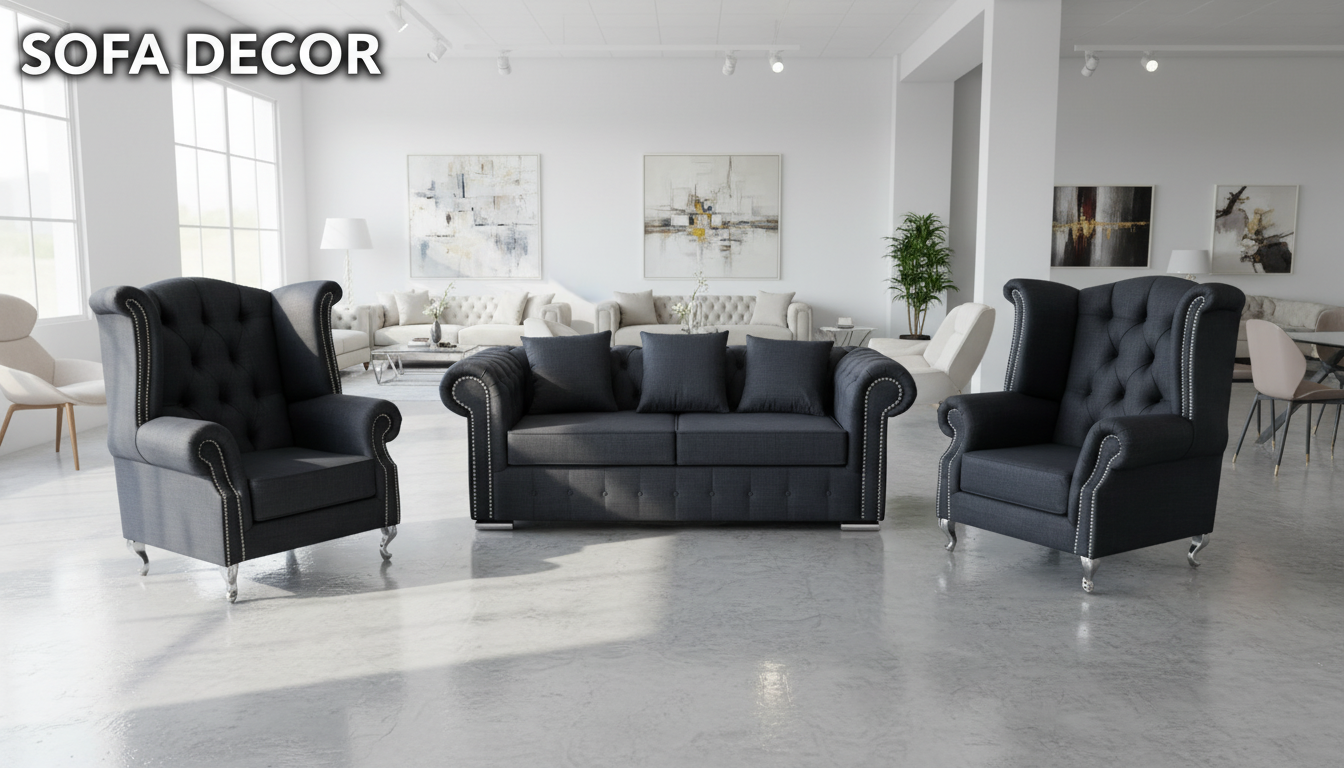 BLUE PLUSH VELVET FABRIC BEPOKE DESIGN CHESTERFIELD SOFA