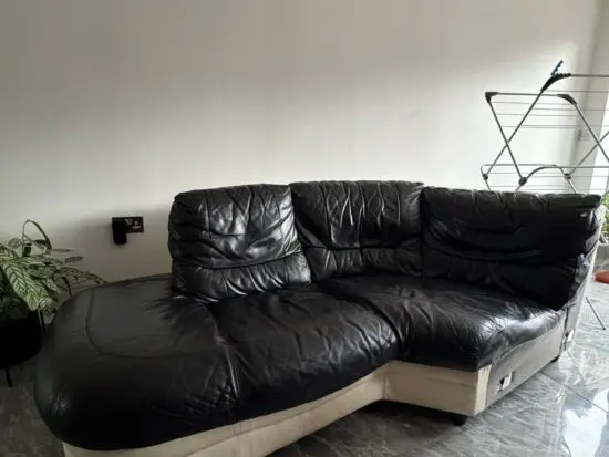 Black and cream 2 seater sofa