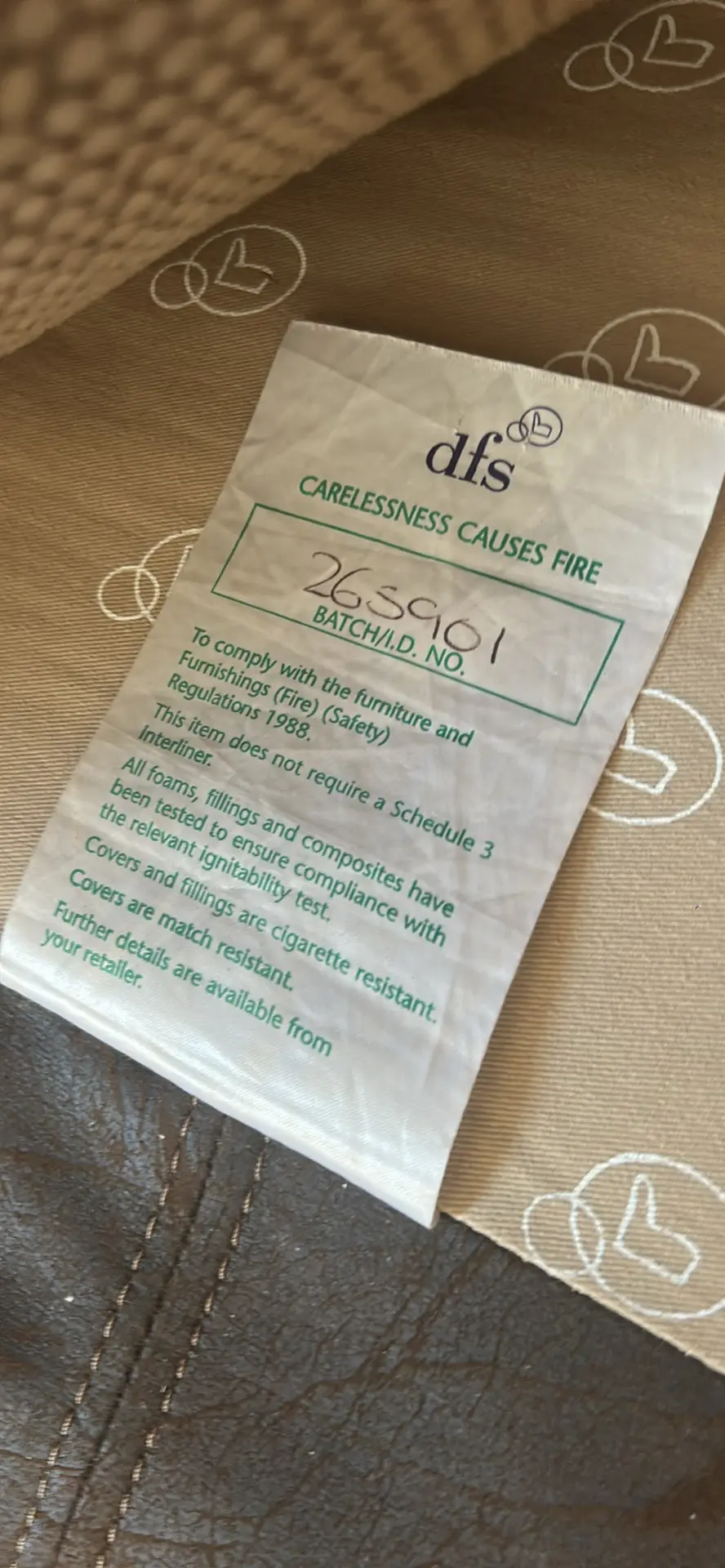 Large DFS Sofa Beige / Chocolate Brown