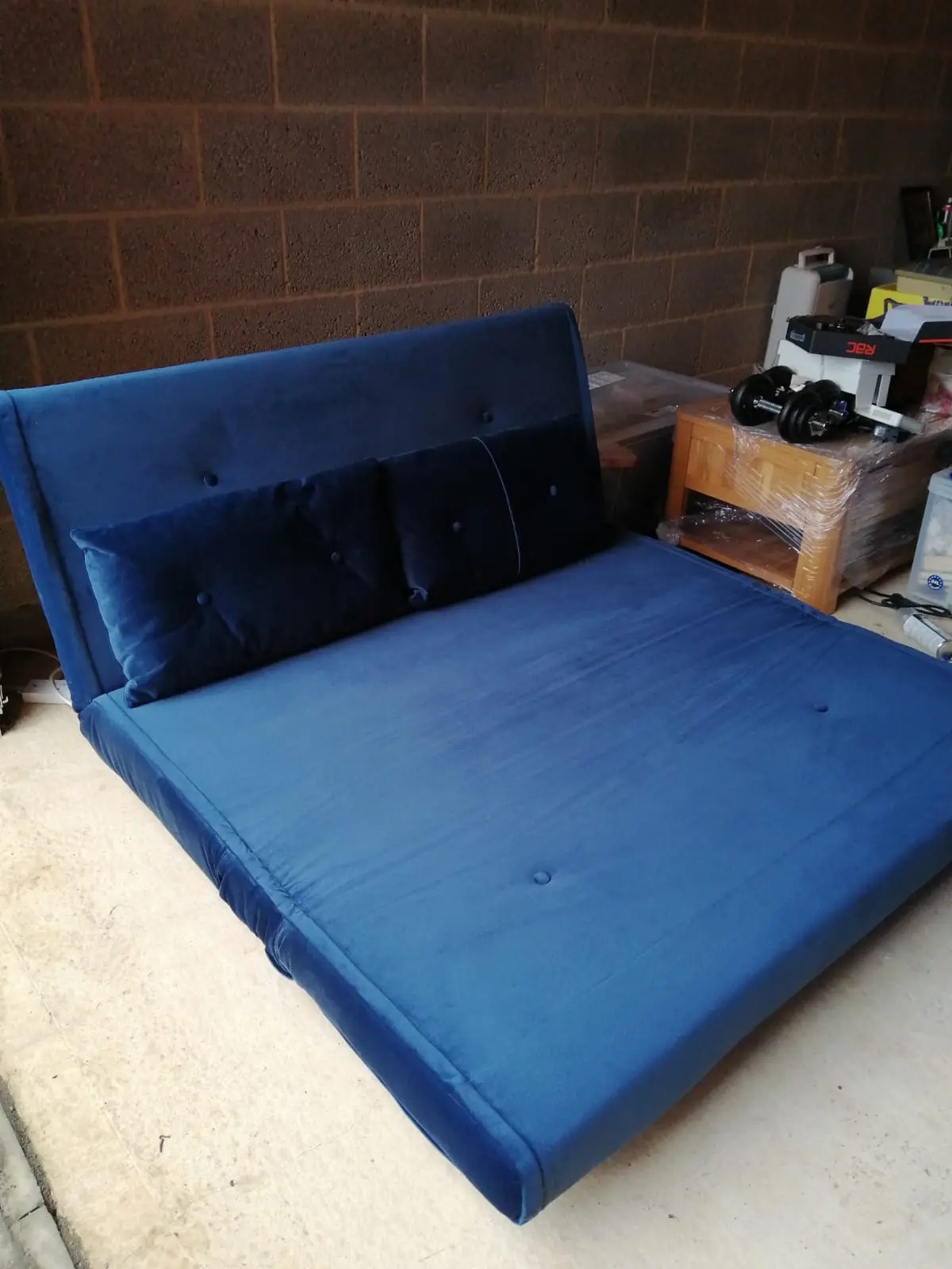 MADE.COM Smooth Velvet Sapphire Blue Large Haru 2 Seater Sofa bed