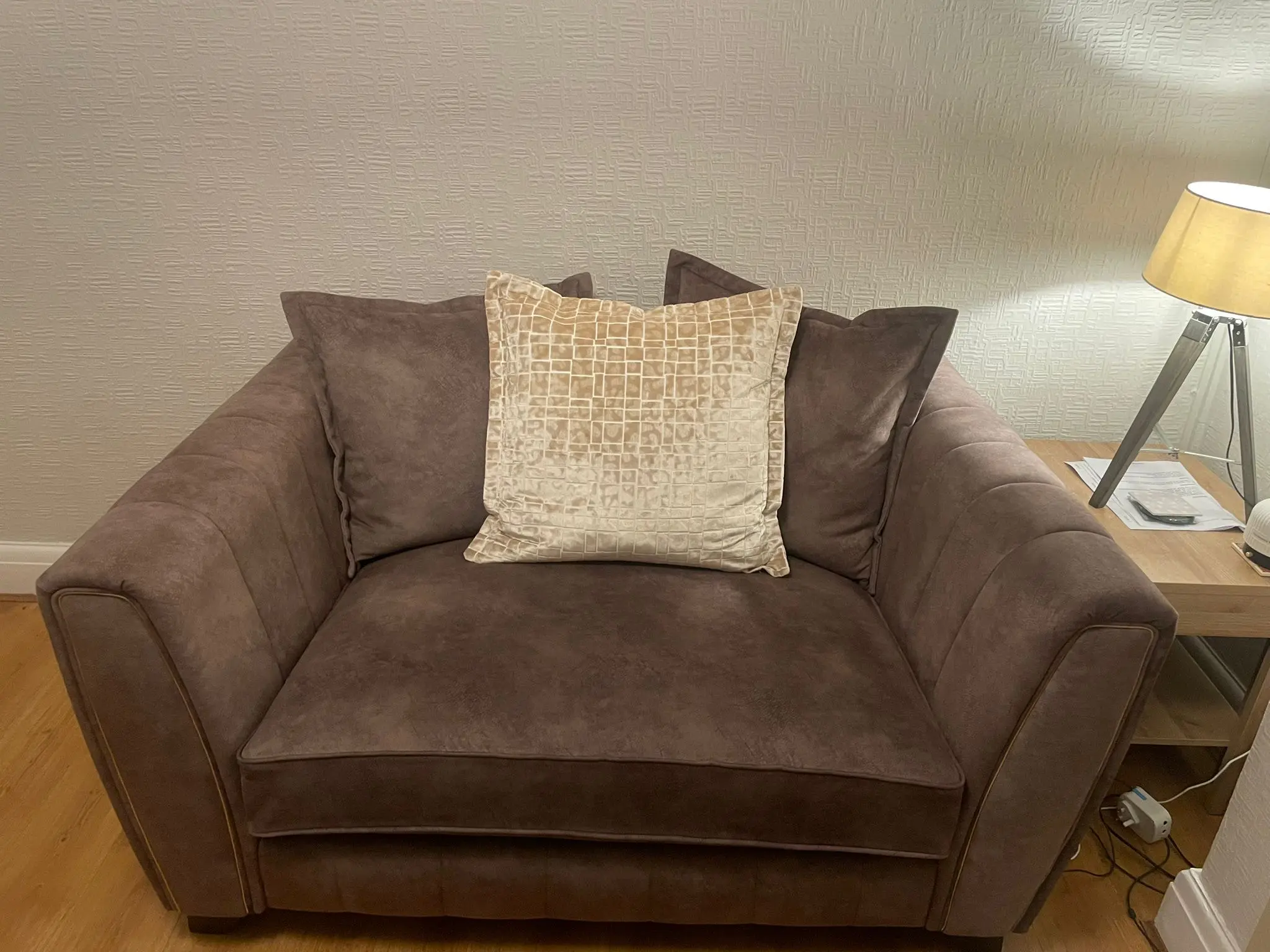 DFS Cherished 3 seater pillow back sofa & cuddler pillow back sofa