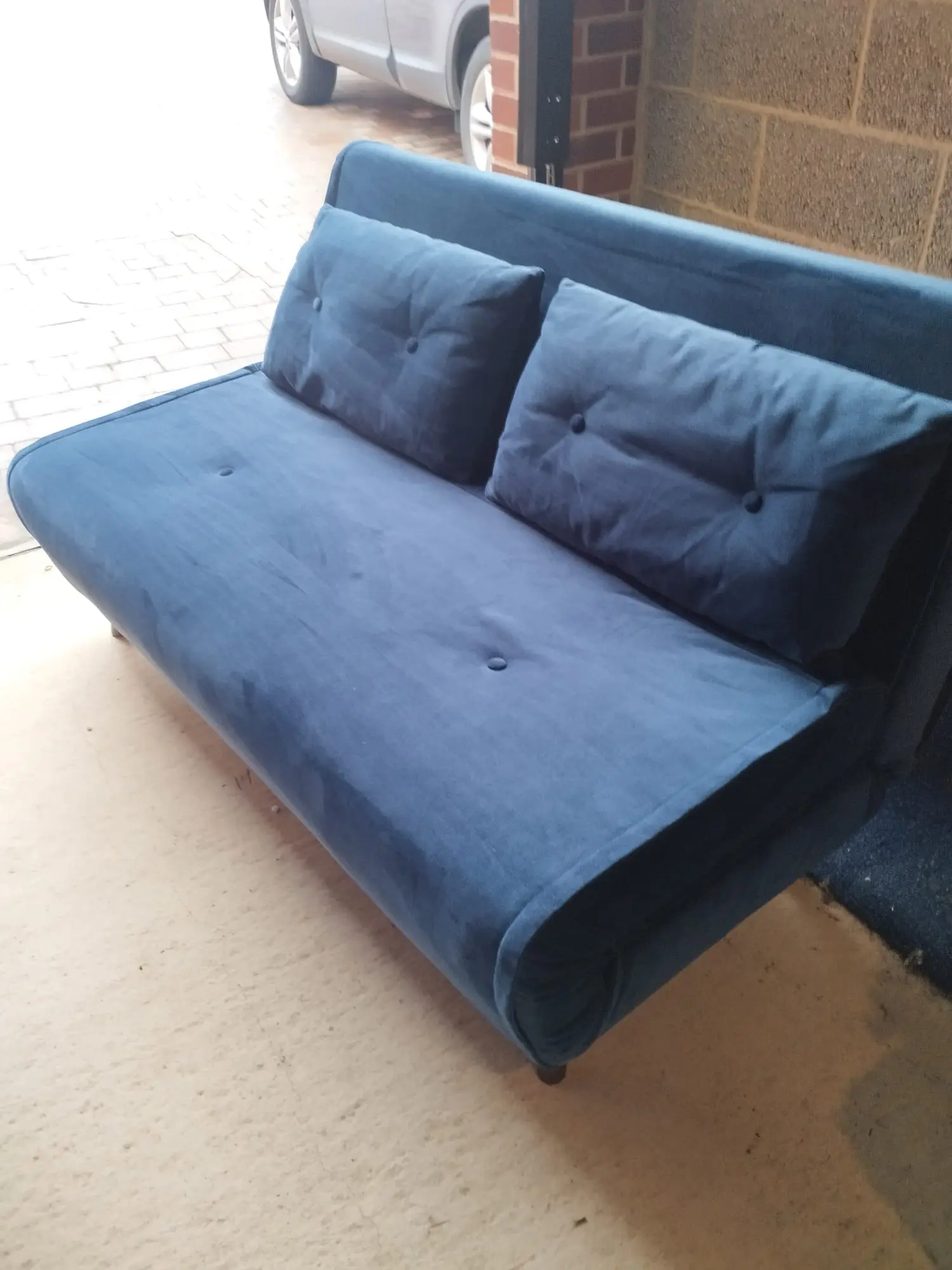 MADE.COM Smooth Velvet Sapphire Blue Large Haru 2 Seater Sofa bed
