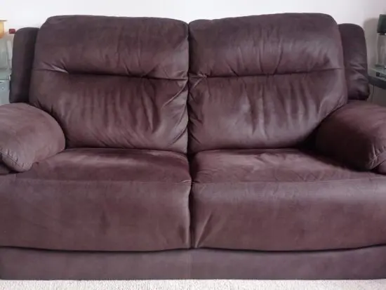 Generous brown 2-seater fabric sofa £199 Free delivery within the Hinckley area