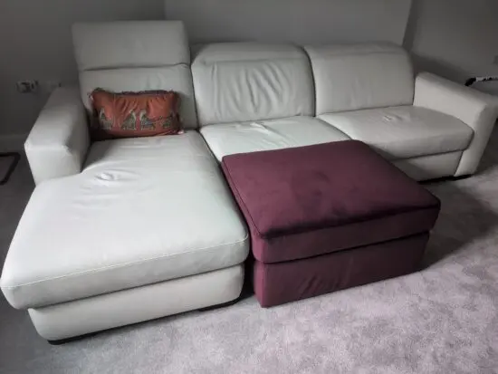 2 months old mint custom white 3 seater leather corner sofa