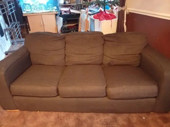 Two brown 3 seater sofas