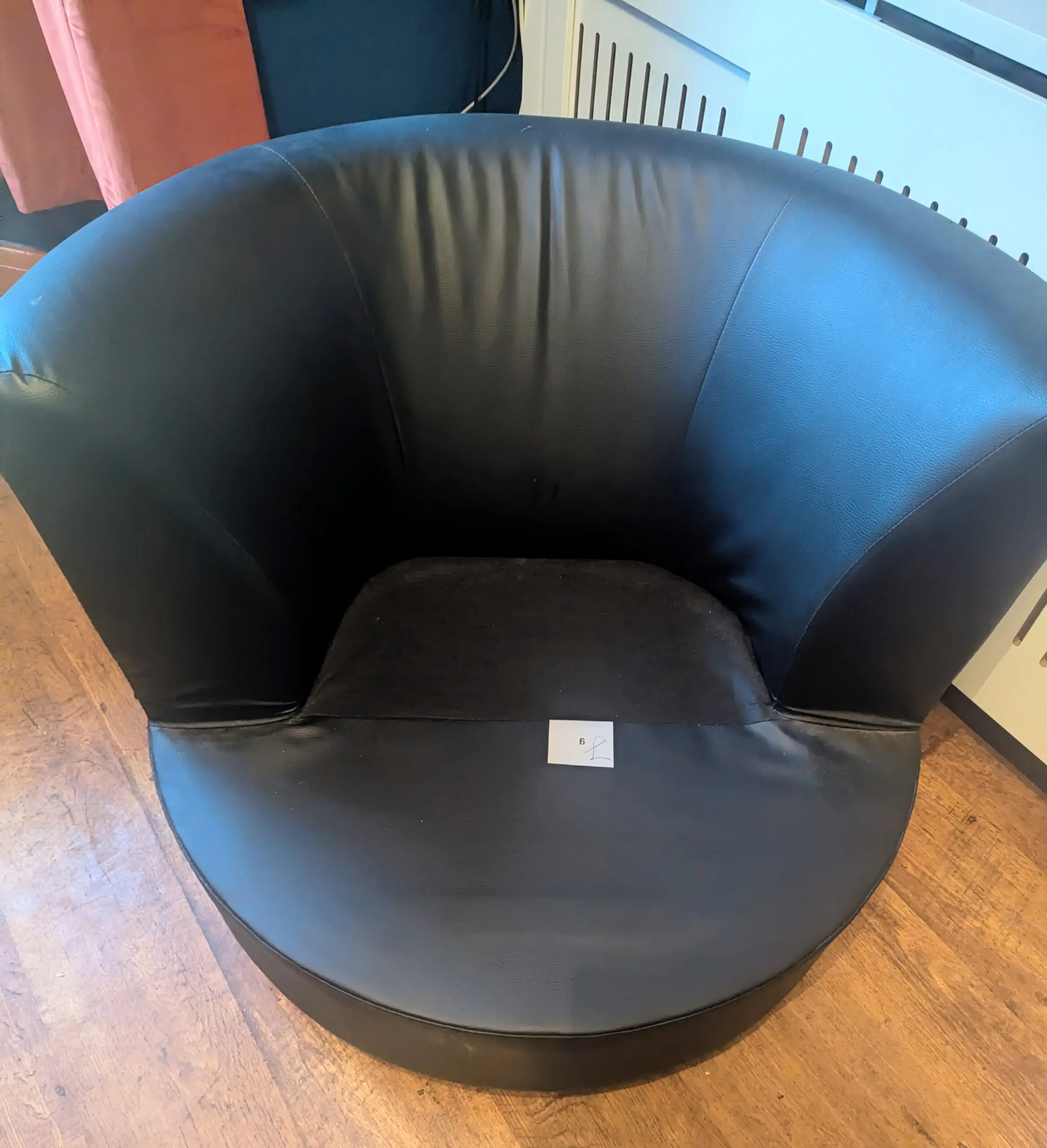 Grey and Black Corner Sofa with Matching Storage Ottoman/Footstool and Circular Swivel Chair