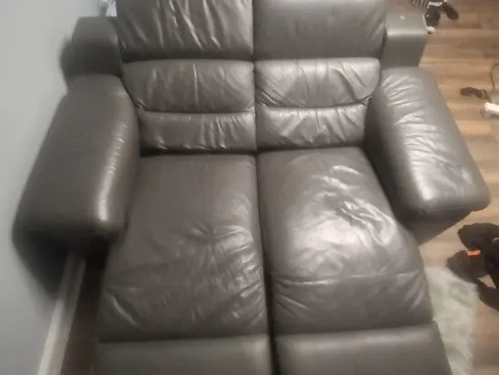 Sofa, grey/black, leather