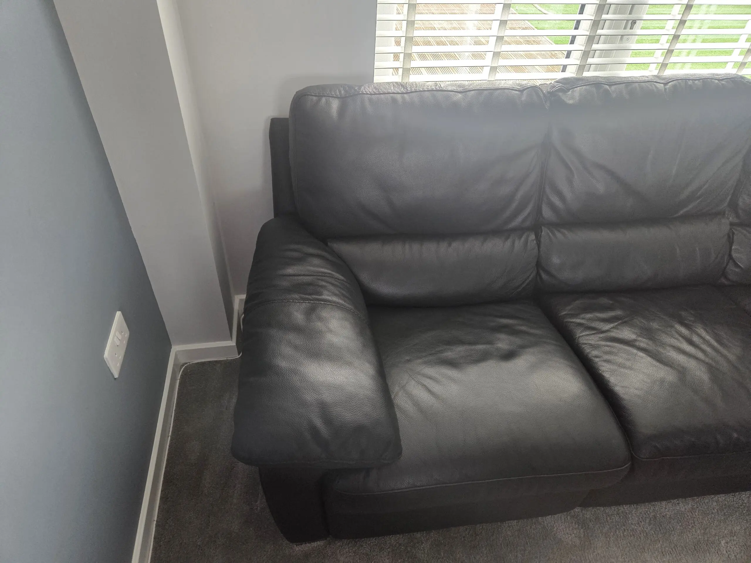 Manual Recliner Black 3 Seater Sofa