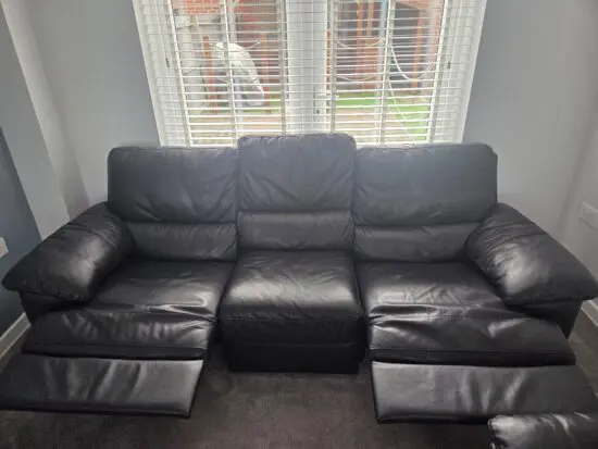 Manual Recliner Black 3 Seater Sofa