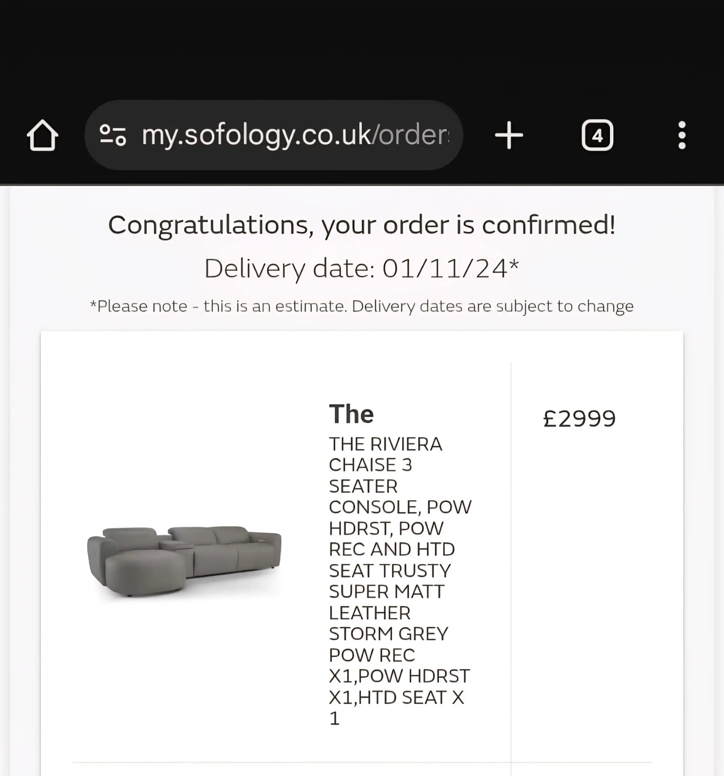 Sofology Riviera Chaise Electric Recliner Sofa