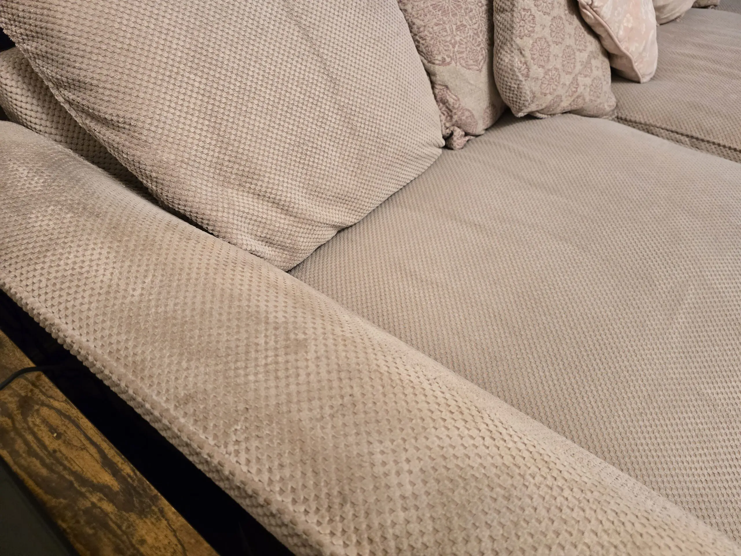 Oak Furniture Land Solid Oak Beige Corner Sofa Four Seater