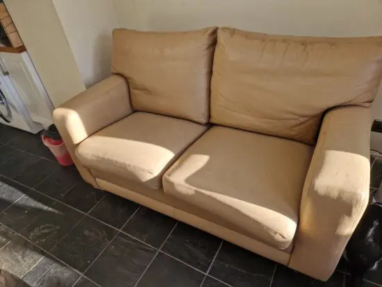 Oatmeal leather 2 seater sofa