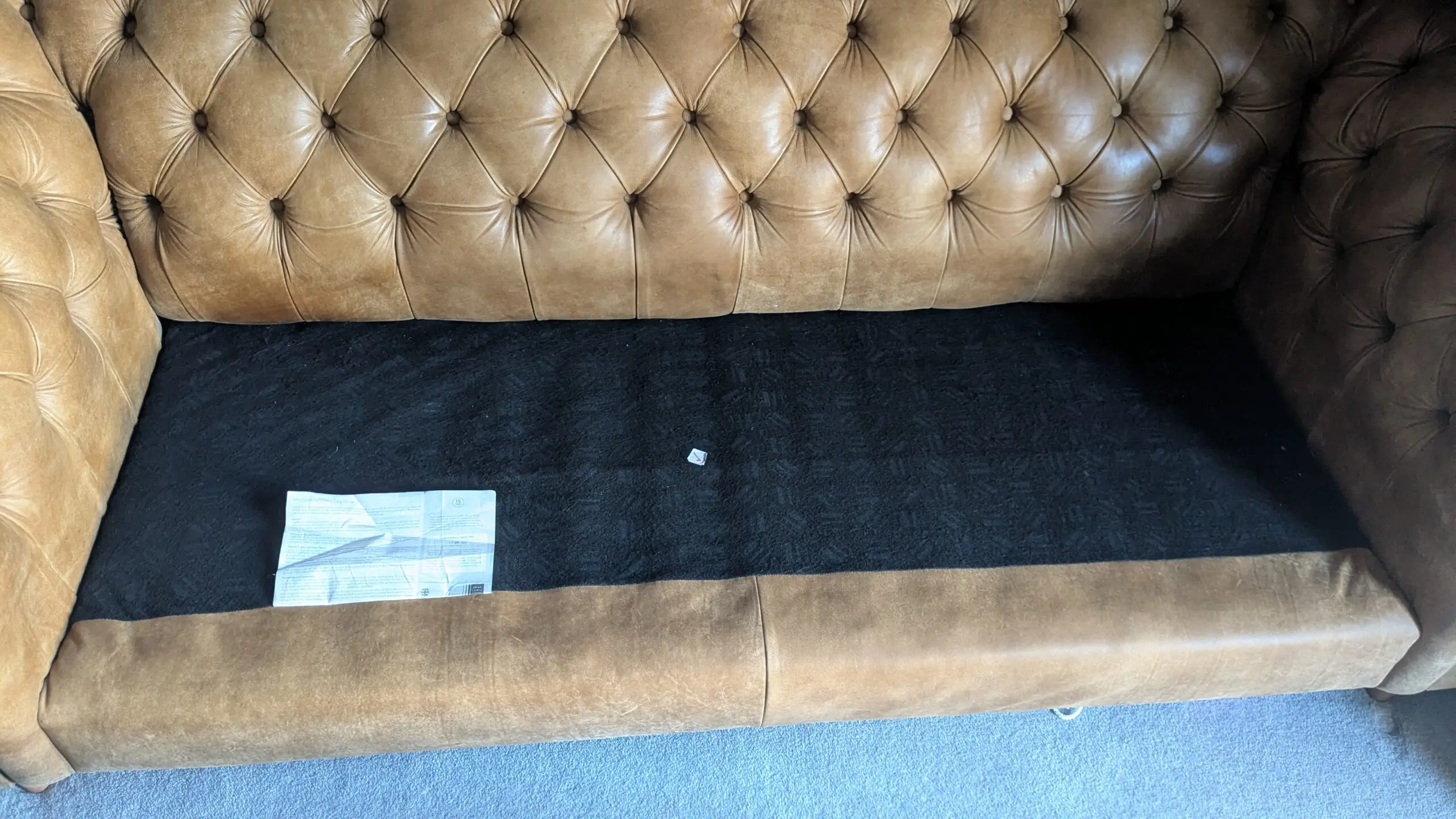 John Lewis Cromwell Chesterfield Grand 4 Seater Leather Sofa, Light Leg, Demetra Light Tan