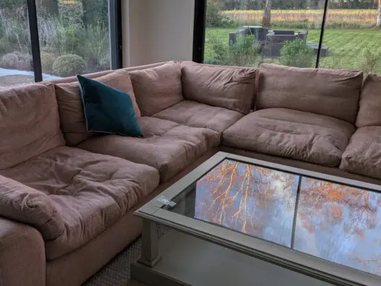 Large Loaf corner sofa, cream with slight tinge of coral