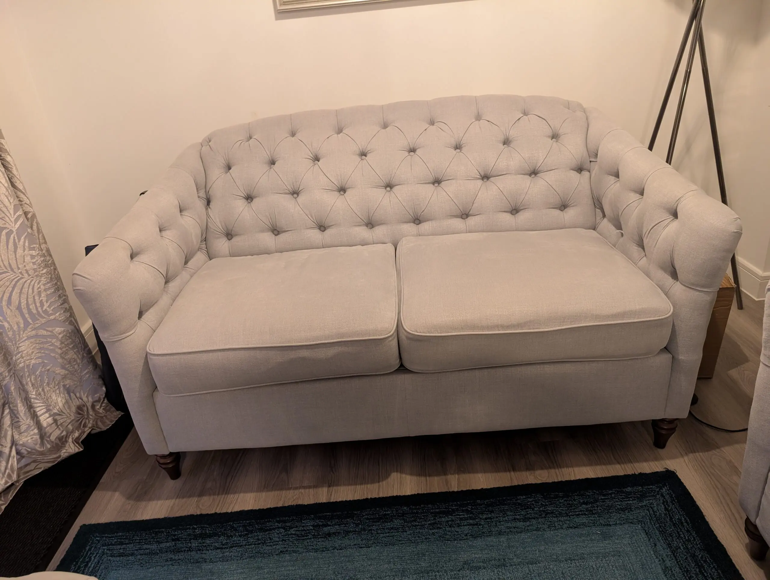 Chesterfield style Payton Sofa set in Grey - 2 seater sofa bed and 3 seater sofa