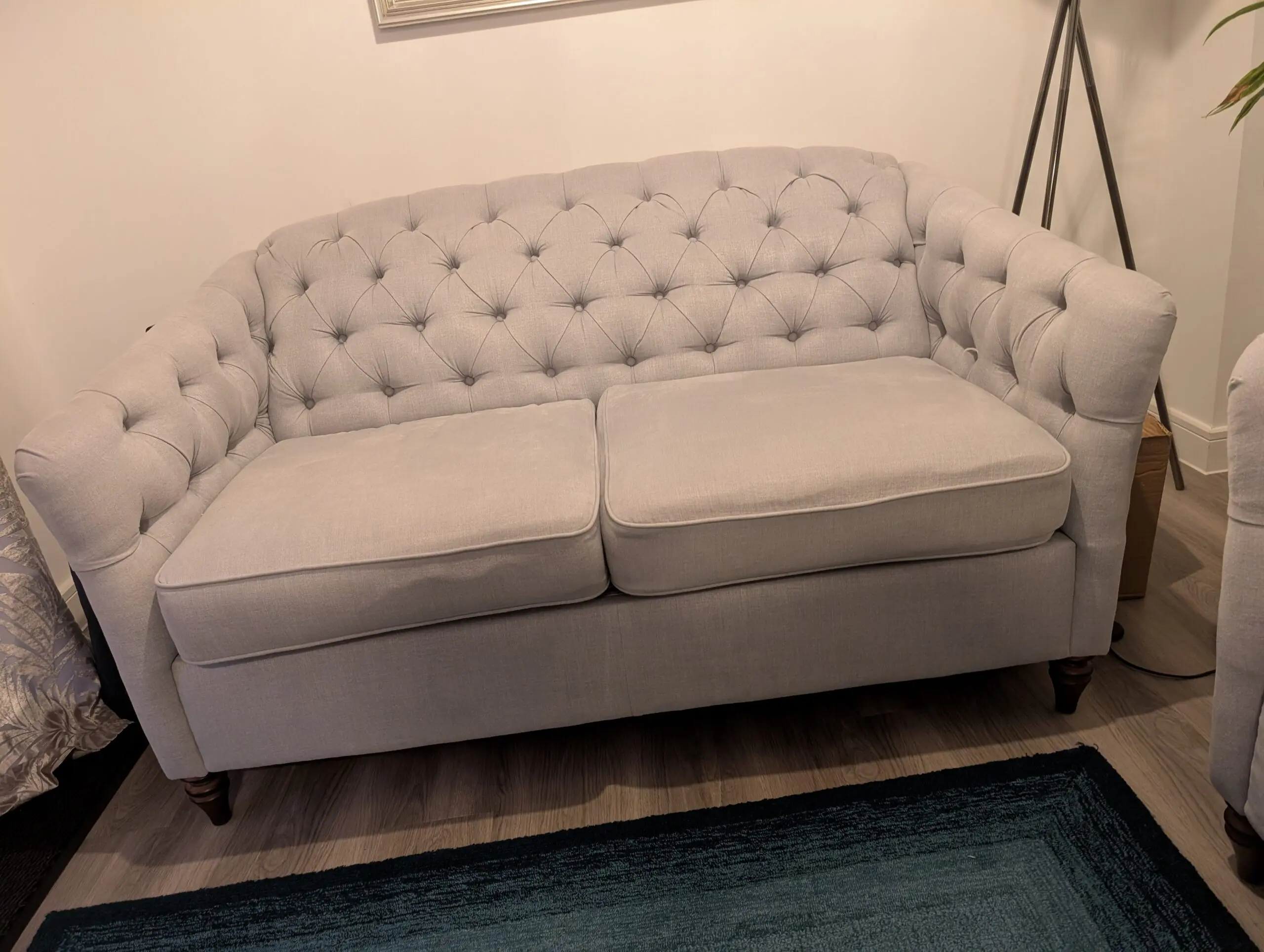 Chesterfield style Payton Sofa set in Grey - 2 seater sofa bed and 3 seater sofa