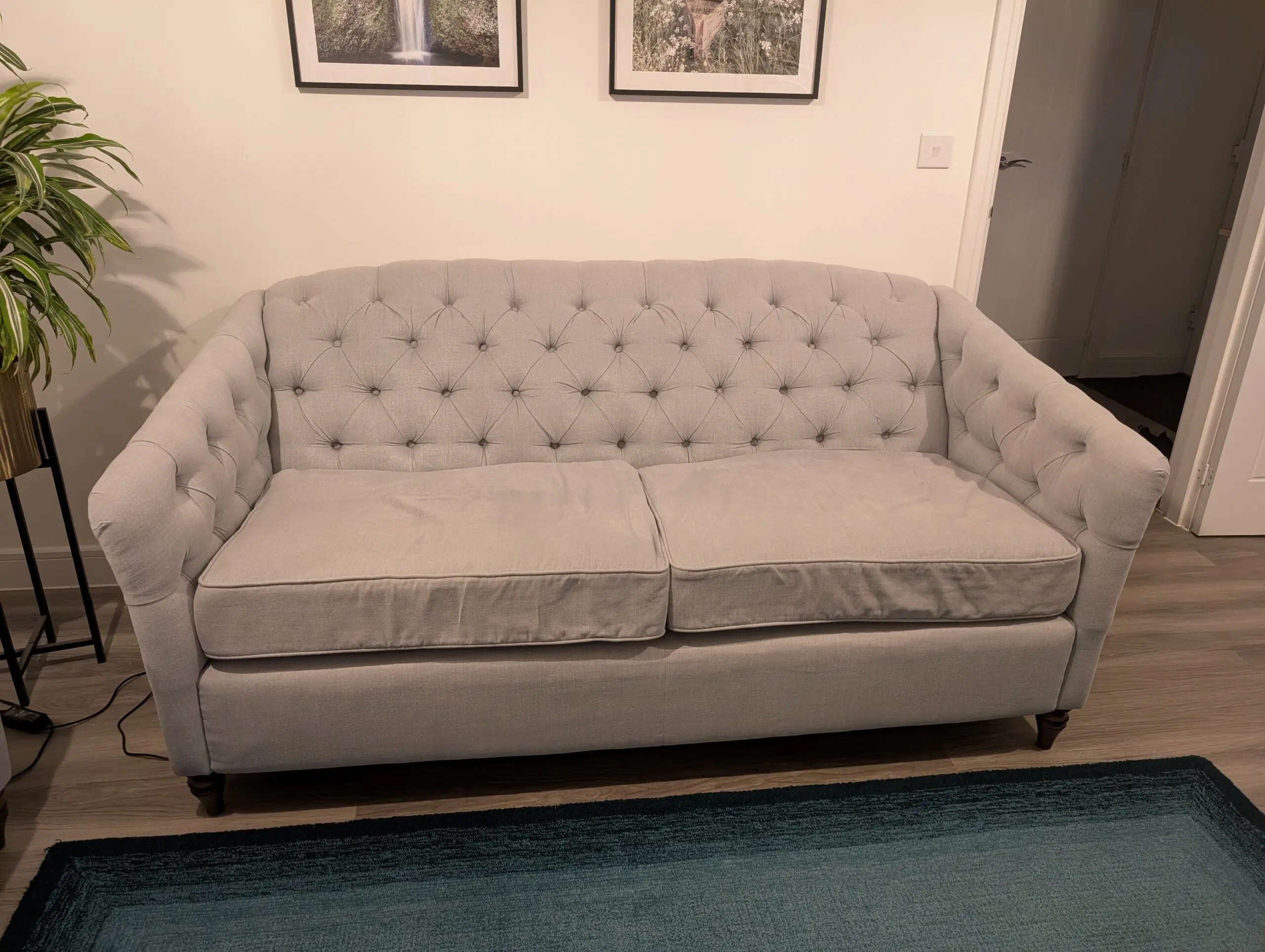 Chesterfield style Payton Sofa set in Grey - 2 seater sofa bed and 3 seater sofa