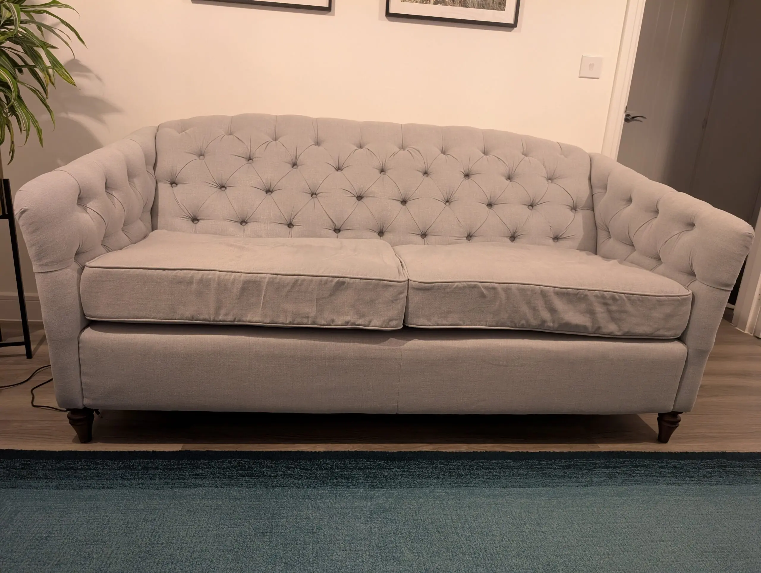 Chesterfield style Payton Sofa set in Grey - 2 seater sofa bed and 3 seater sofa