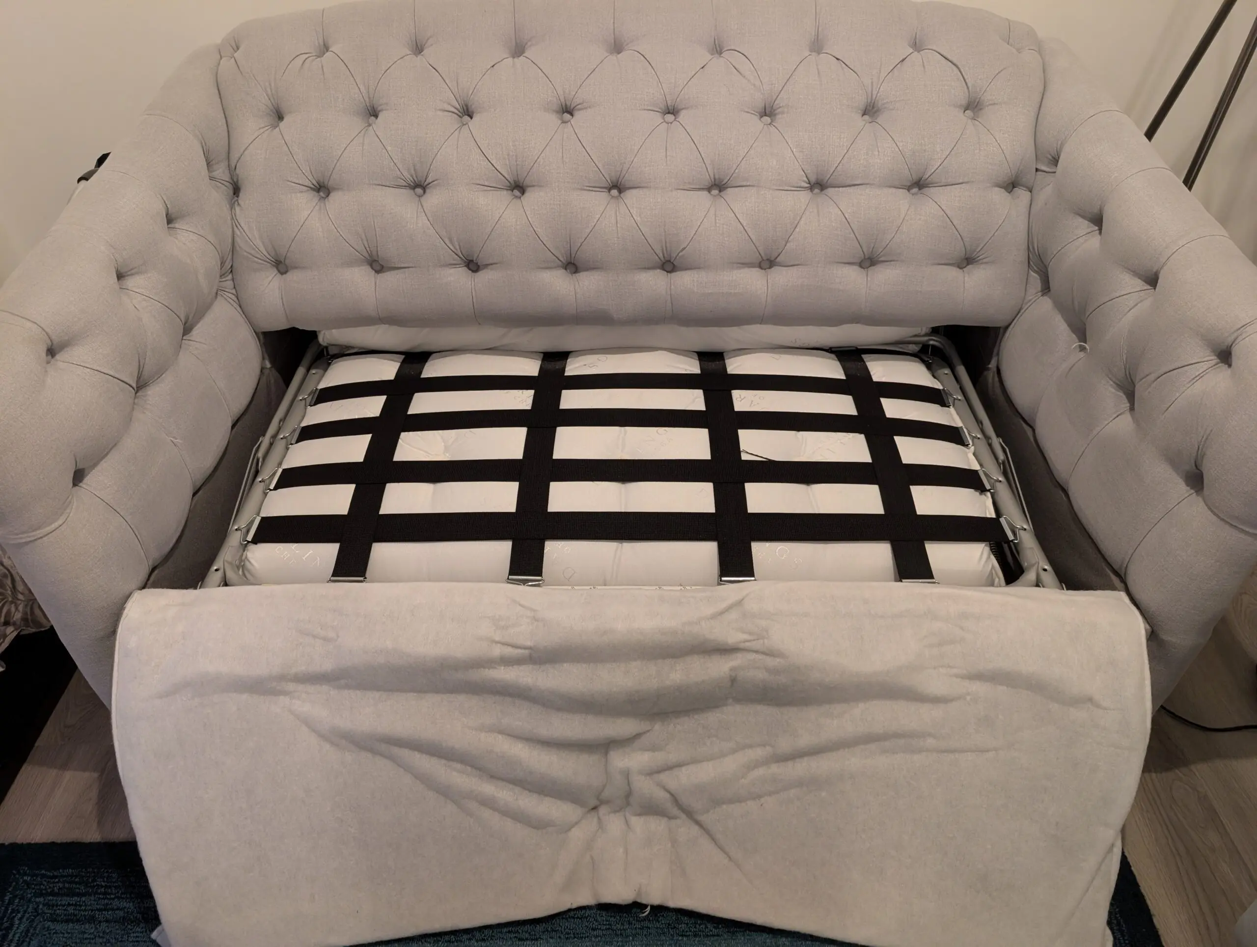 Chesterfield style Payton Sofa set in Grey - 2 seater sofa bed and 3 seater sofa