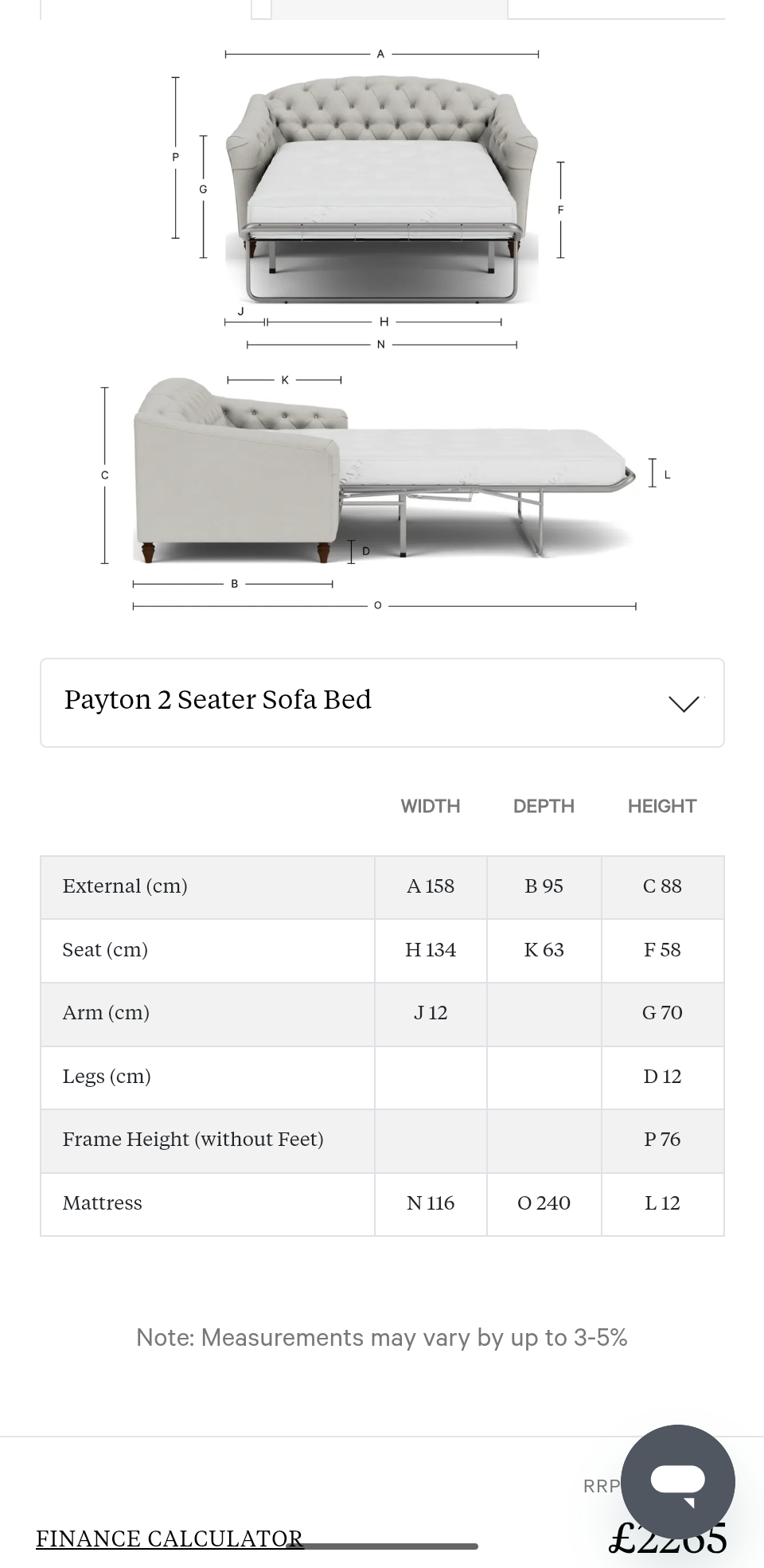 Chesterfield style Payton Sofa set in Grey - 2 seater sofa bed and 3 seater sofa