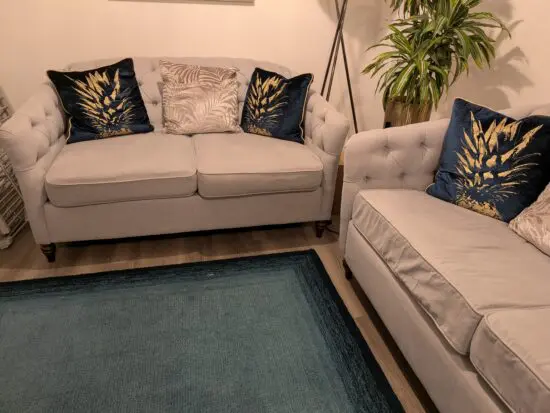 Chesterfield style Payton Sofa set in Grey - 2 seater sofa bed and 3 seater sofa