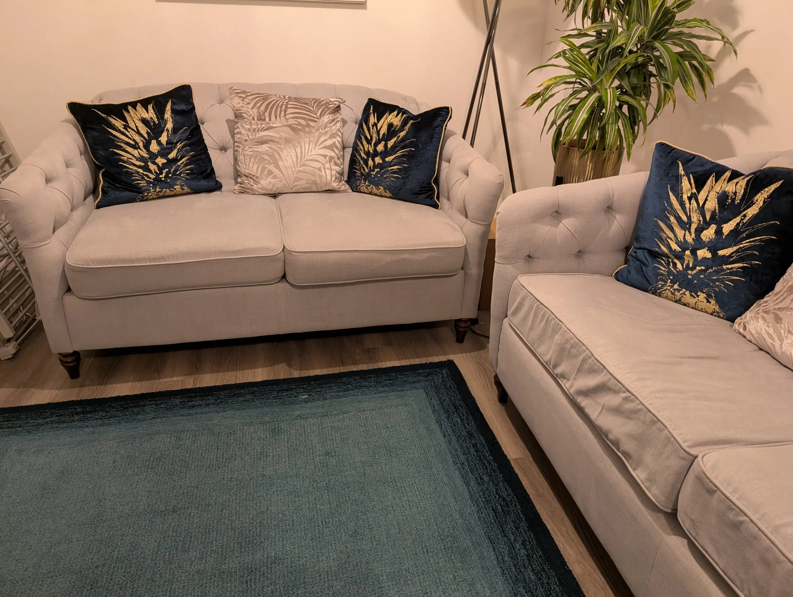 Chesterfield style Payton Sofa set in Grey - 2 seater sofa bed and 3 seater sofa