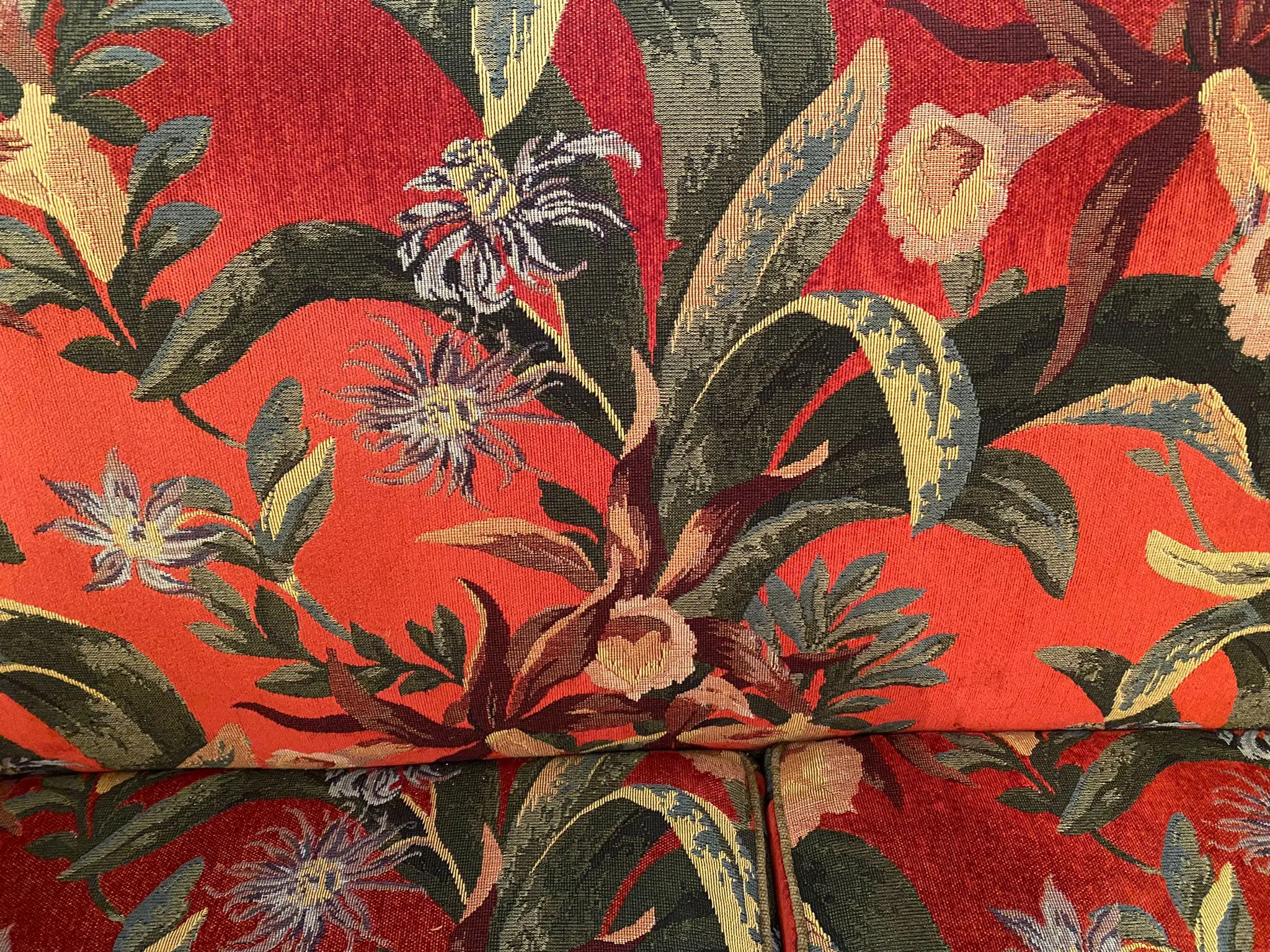 Red bohemian floral pattern sofa