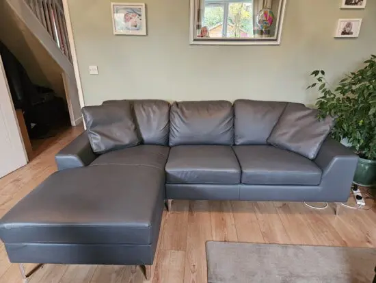 Grey leather corner sofa