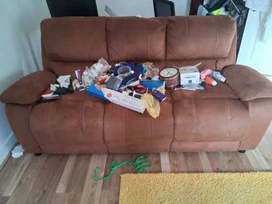 Leather brown 3 seater comfy sofa